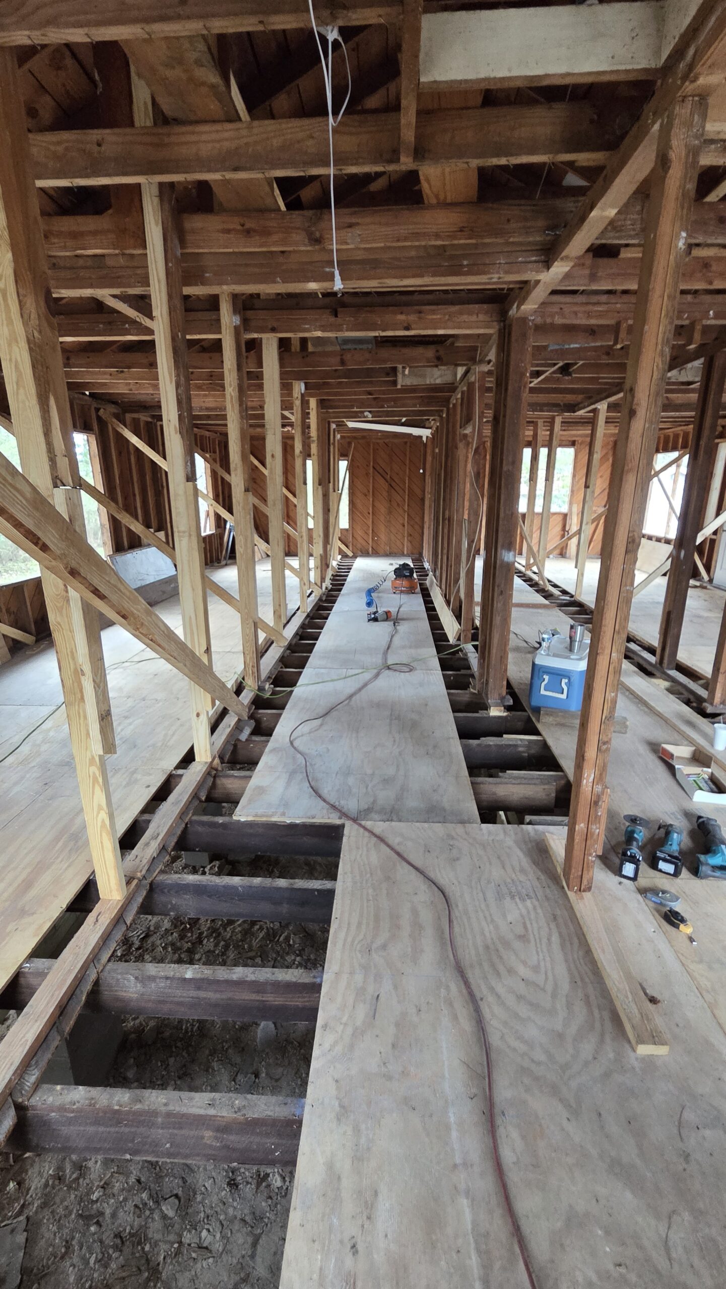 new 3/4 inch plywood subfloor installed at Bruiser's