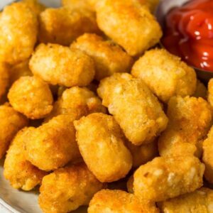 Homemade Baked Fried Tater Tot Potatoes with Ketchup